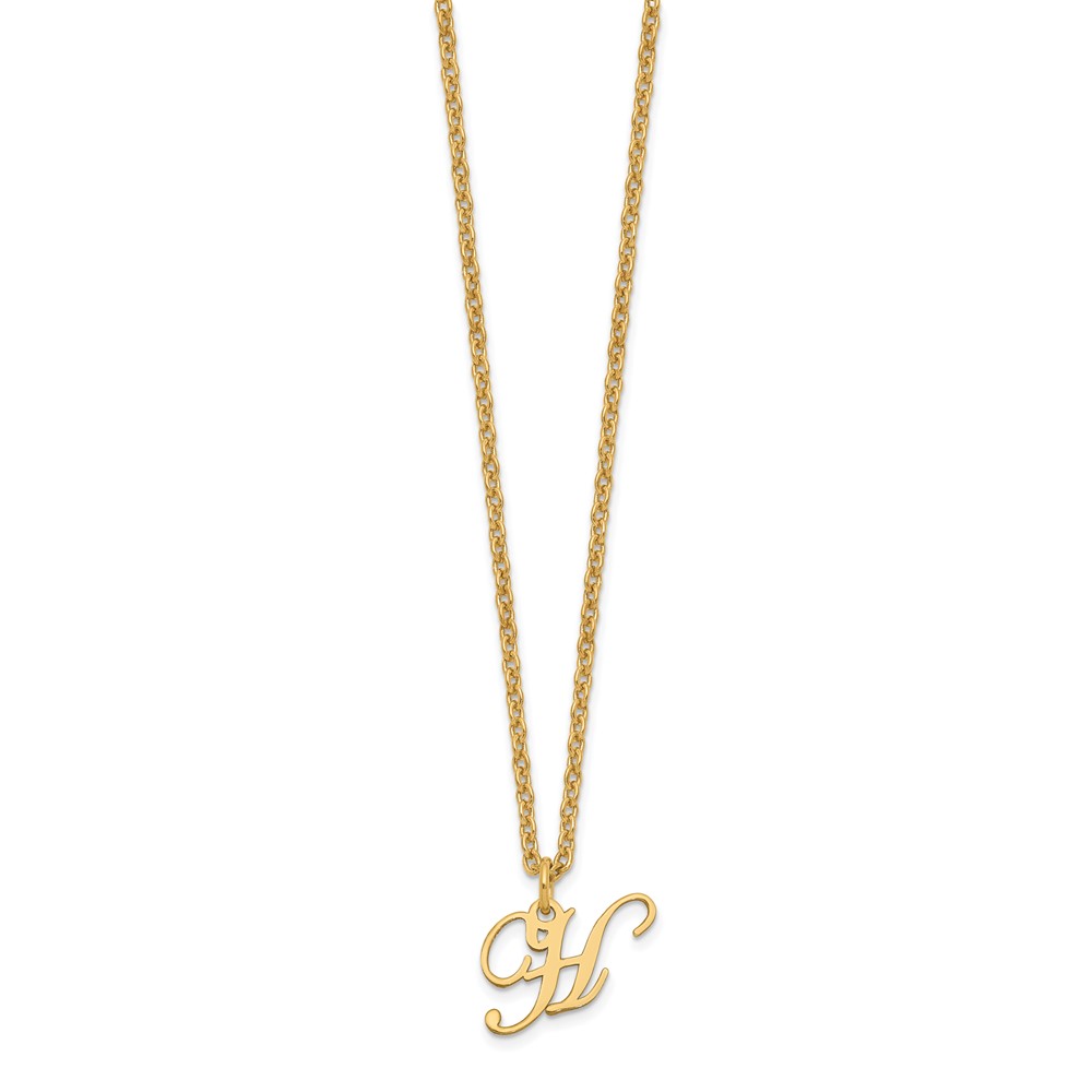 Sterling Silver Gold-plated Letter H Initial Necklace (XNA756GP/H)