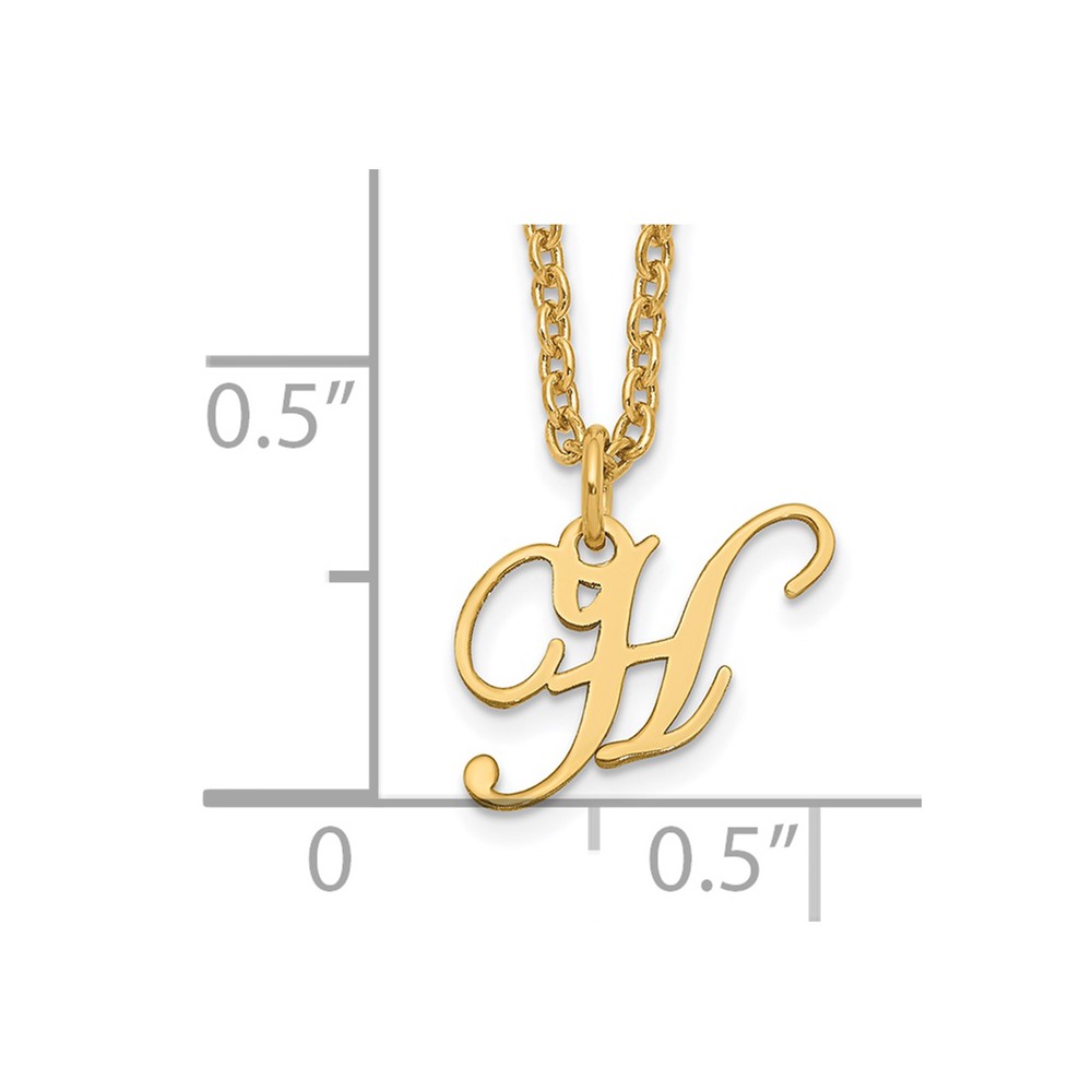 Sterling Silver Gold-plated Letter H Initial Necklace (XNA756GP/H)
