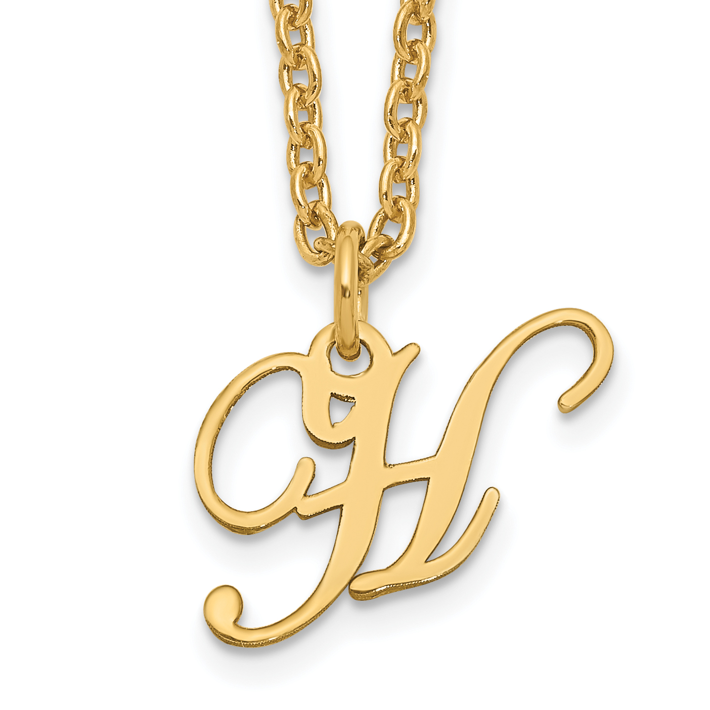 Sterling Silver Gold-plated Letter H Initial Necklace (XNA756GP/H)