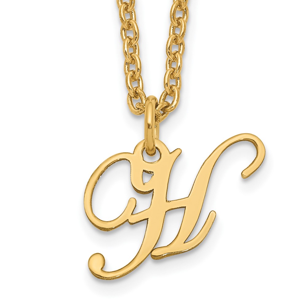 Sterling Silver Gold-plated Letter H Initial Necklace