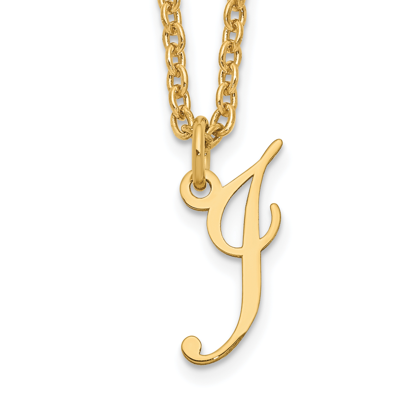 Sterling Silver Gold-plated Letter I Initial Necklace (XNA756GP/I)