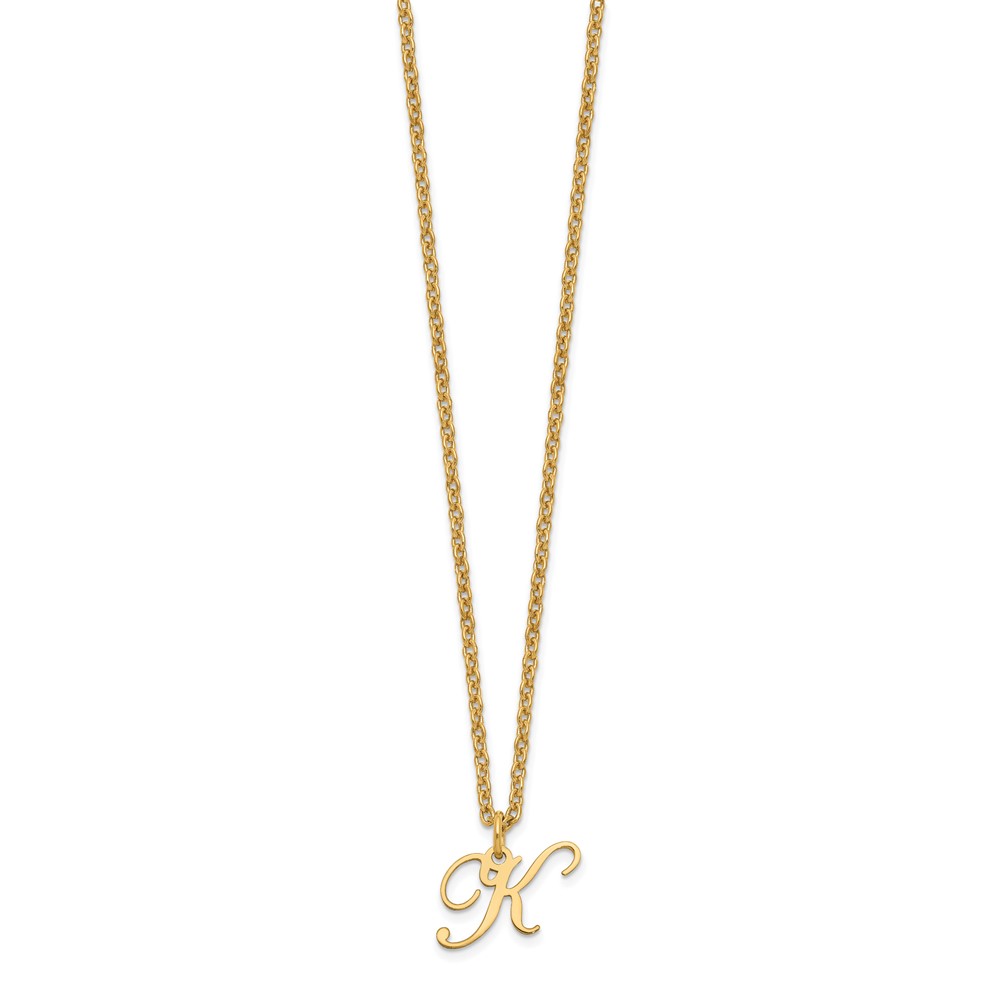 Sterling Silver Gold-plated Letter K Initial Necklace (XNA756GP/K)