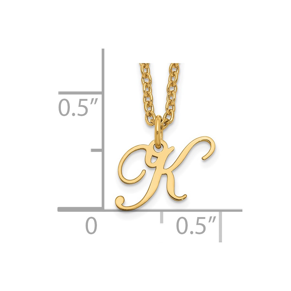 Sterling Silver Gold-plated Letter K Initial Necklace (XNA756GP/K)