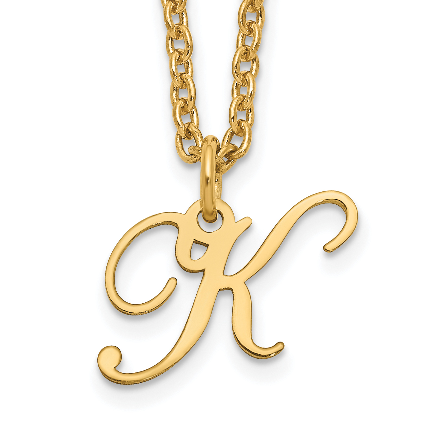 Sterling Silver Gold-plated Letter K Initial Necklace (XNA756GP/K)