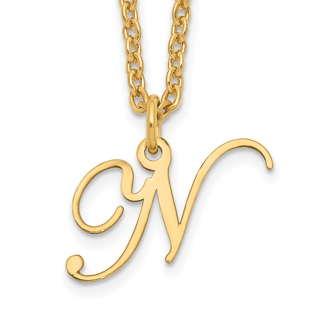 Sterling Silver Gold-plated Letter N Initial Necklace