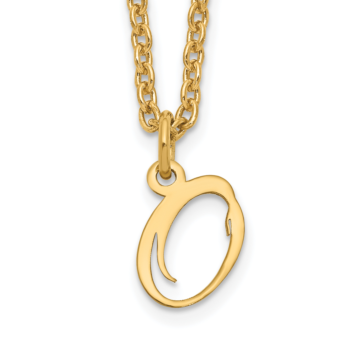 Sterling Silver Gold-plated Letter O Initial Necklace (XNA756GP/O)