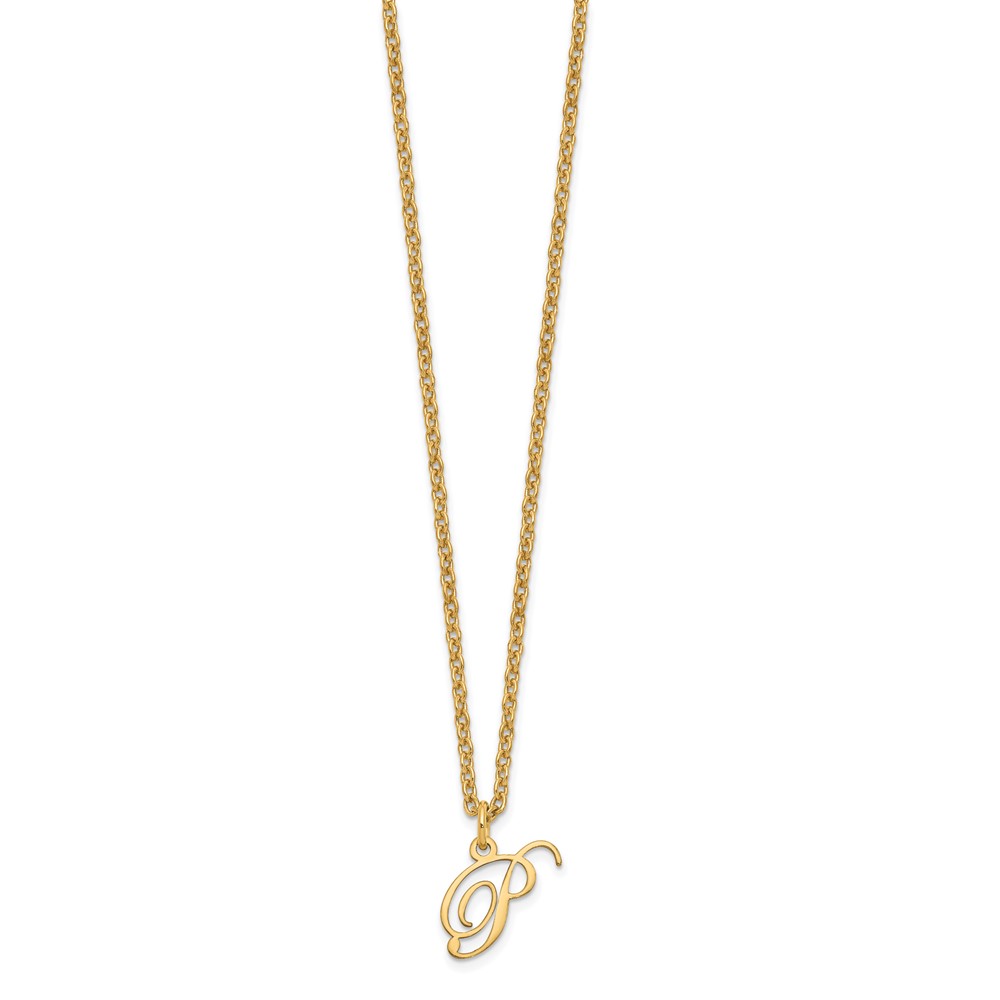 Sterling Silver Gold-plated Letter P Initial Necklace (XNA756GP/P)