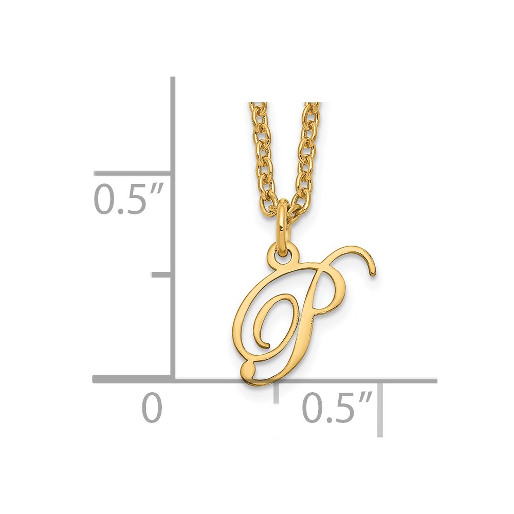 Sterling Silver Gold-plated Letter P Initial Necklace (XNA756GP/P)