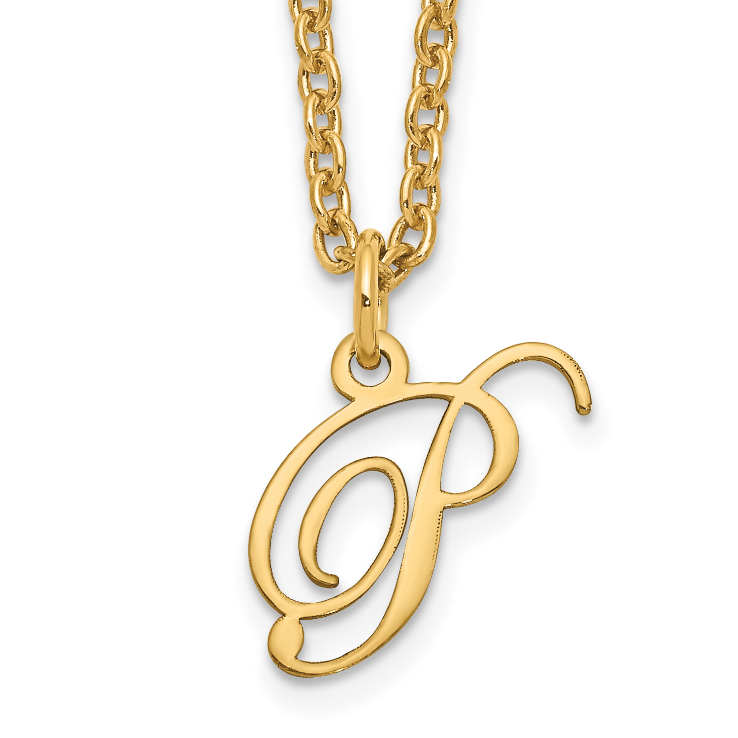 Sterling Silver Gold-plated Letter P Initial Necklace (XNA756GP/P)