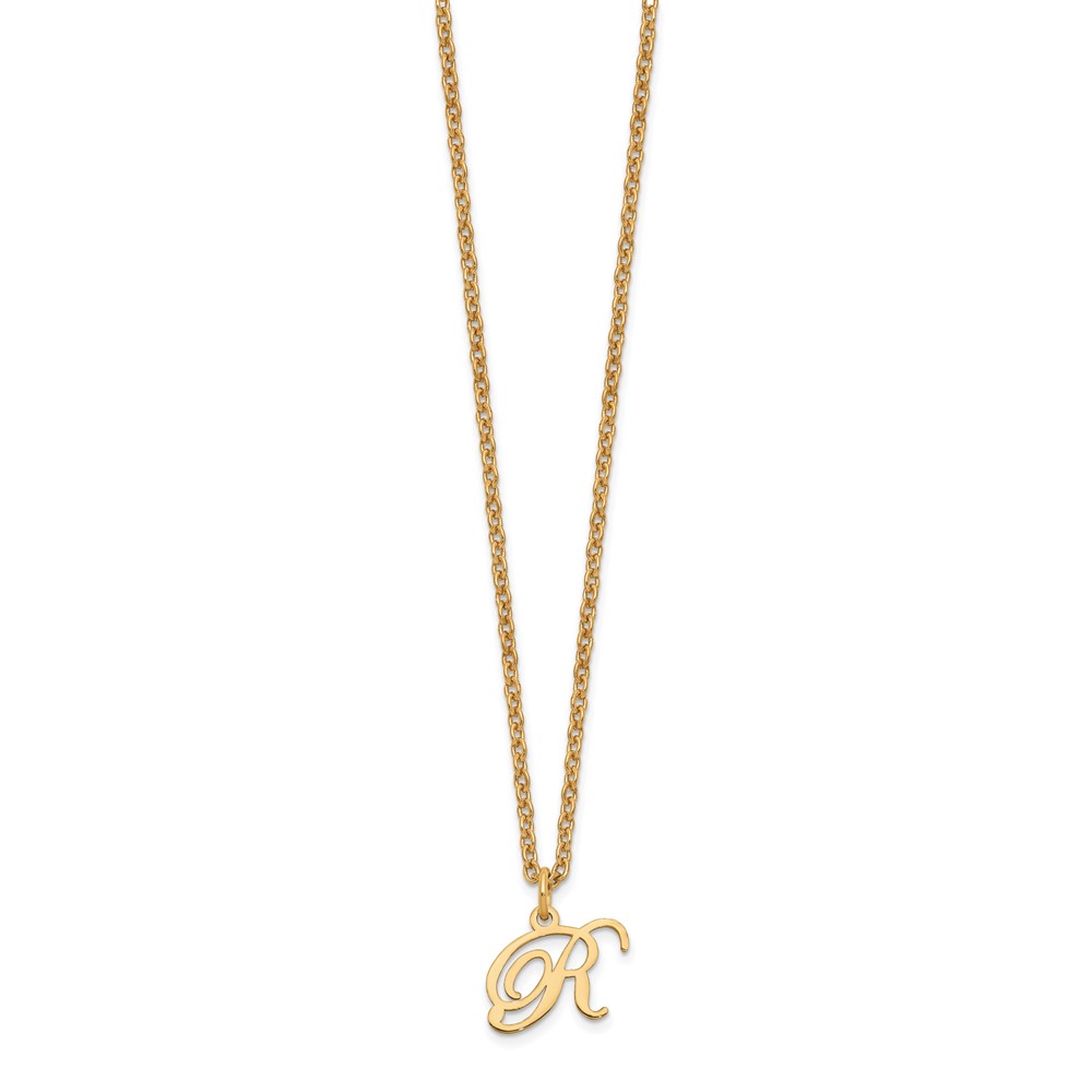 Sterling Silver Gold-plated Letter R Initial Necklace (XNA756GP/R)