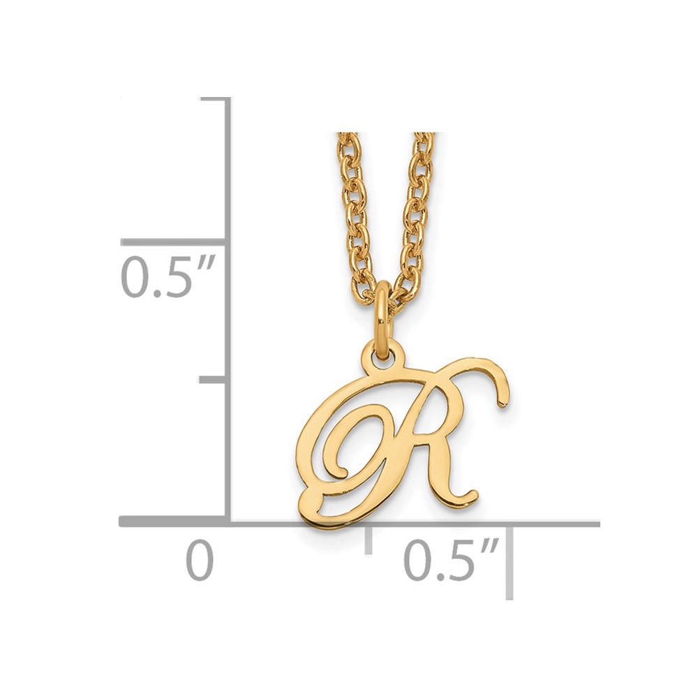 Sterling Silver Gold-plated Letter R Initial Necklace (XNA756GP/R)