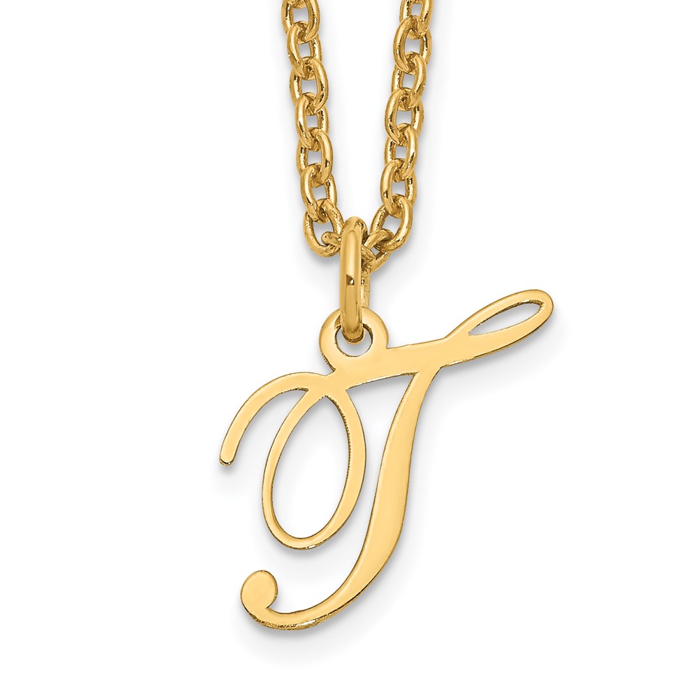 Sterling Silver Gold-plated Letter T Initial Necklace