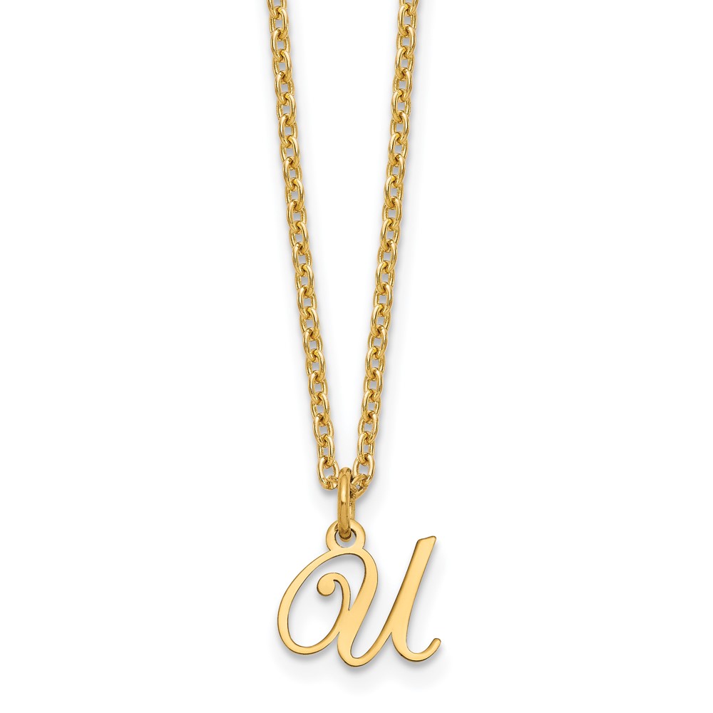 Sterling Silver Gold-plated Letter U Initial Necklace