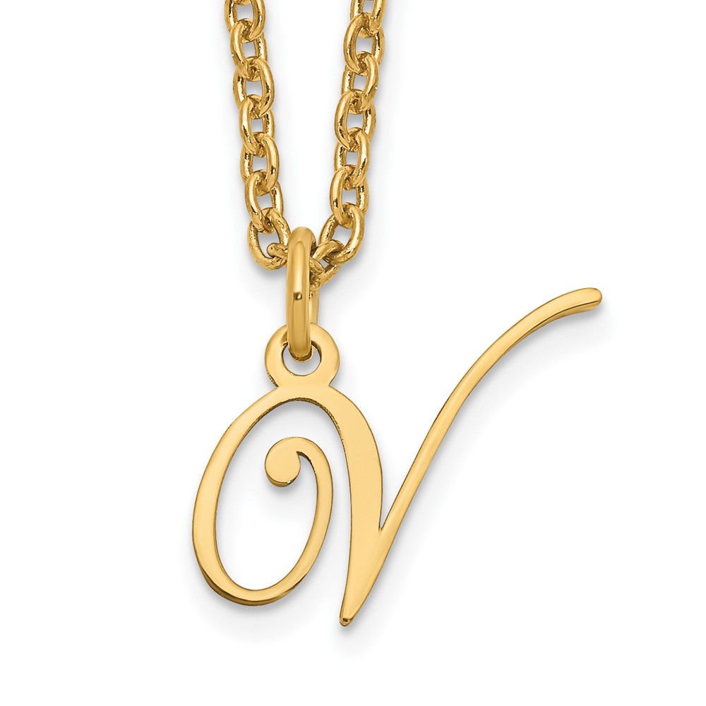 Sterling Silver Gold-plated Letter V Initial Necklace