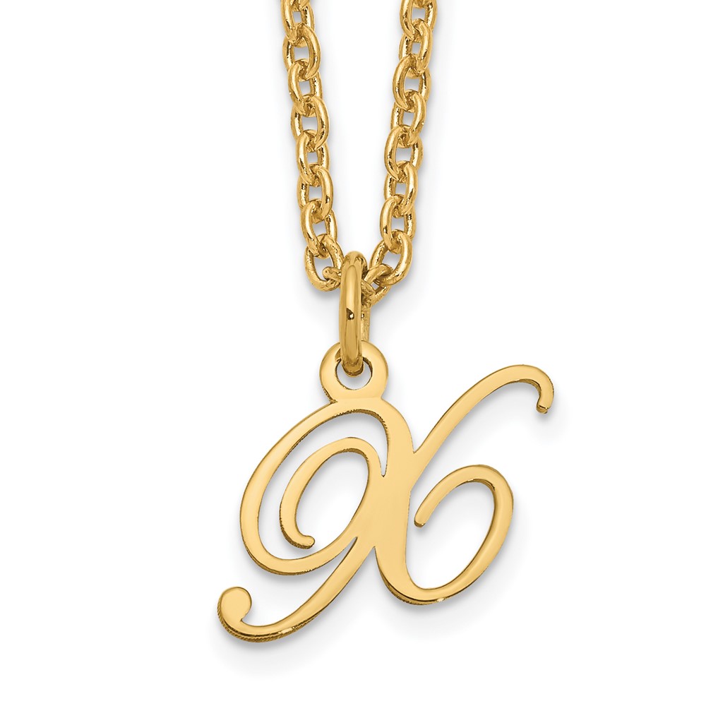 Sterling Silver Gold-plated Letter X Initial Necklace