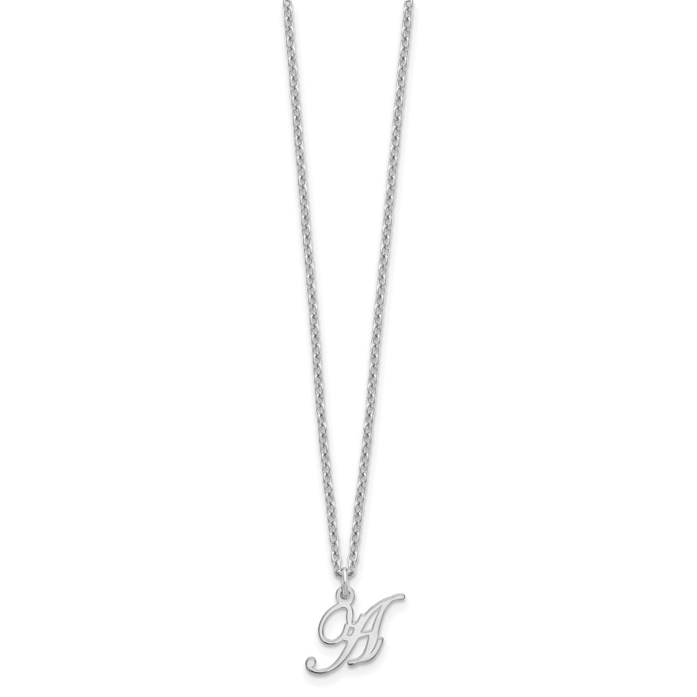 Sterling Silver Rhodium-plated Letter A Initial Necklace (XNA756SS/A)