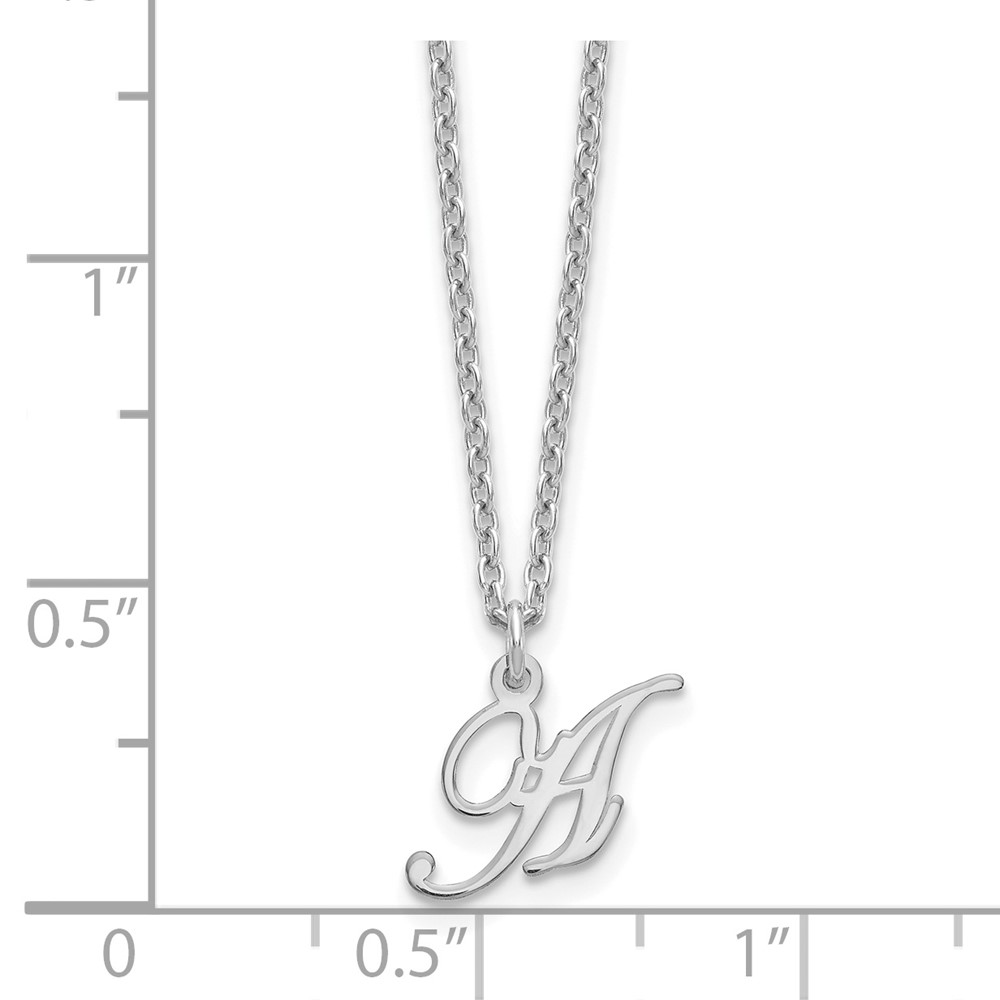 Sterling Silver Rhodium-plated Letter A Initial Necklace (XNA756SS/A)