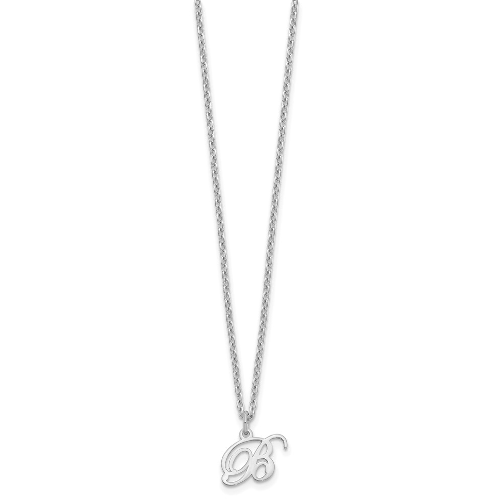 Sterling Silver Rhodium-plated Letter B Initial Necklace (XNA756SS/B)
