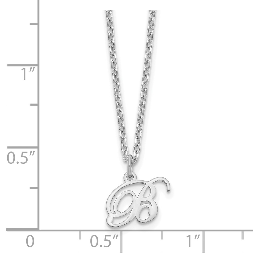 Sterling Silver Rhodium-plated Letter B Initial Necklace (XNA756SS/B)