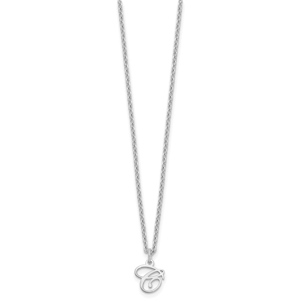 Sterling Silver Rhodium-plated Letter C Initial Necklace (XNA756SS/C)