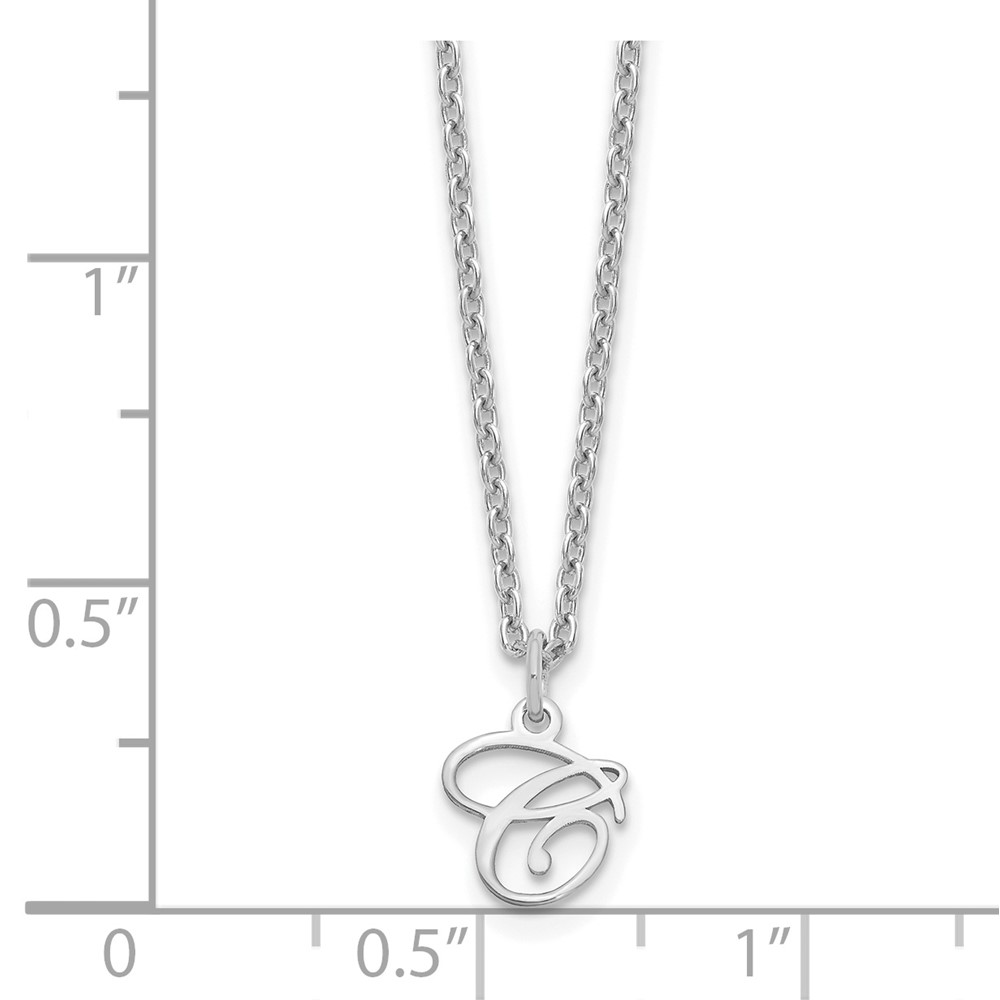 Sterling Silver Rhodium-plated Letter C Initial Necklace (XNA756SS/C)