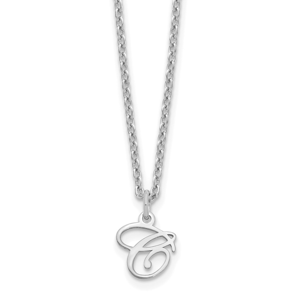 Sterling Silver Rhodium-plated Letter C Initial Necklace
