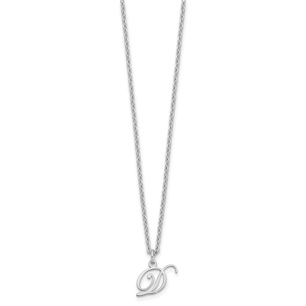 Sterling Silver Rhodium-plated Letter D Initial Necklace (XNA756SS/D)