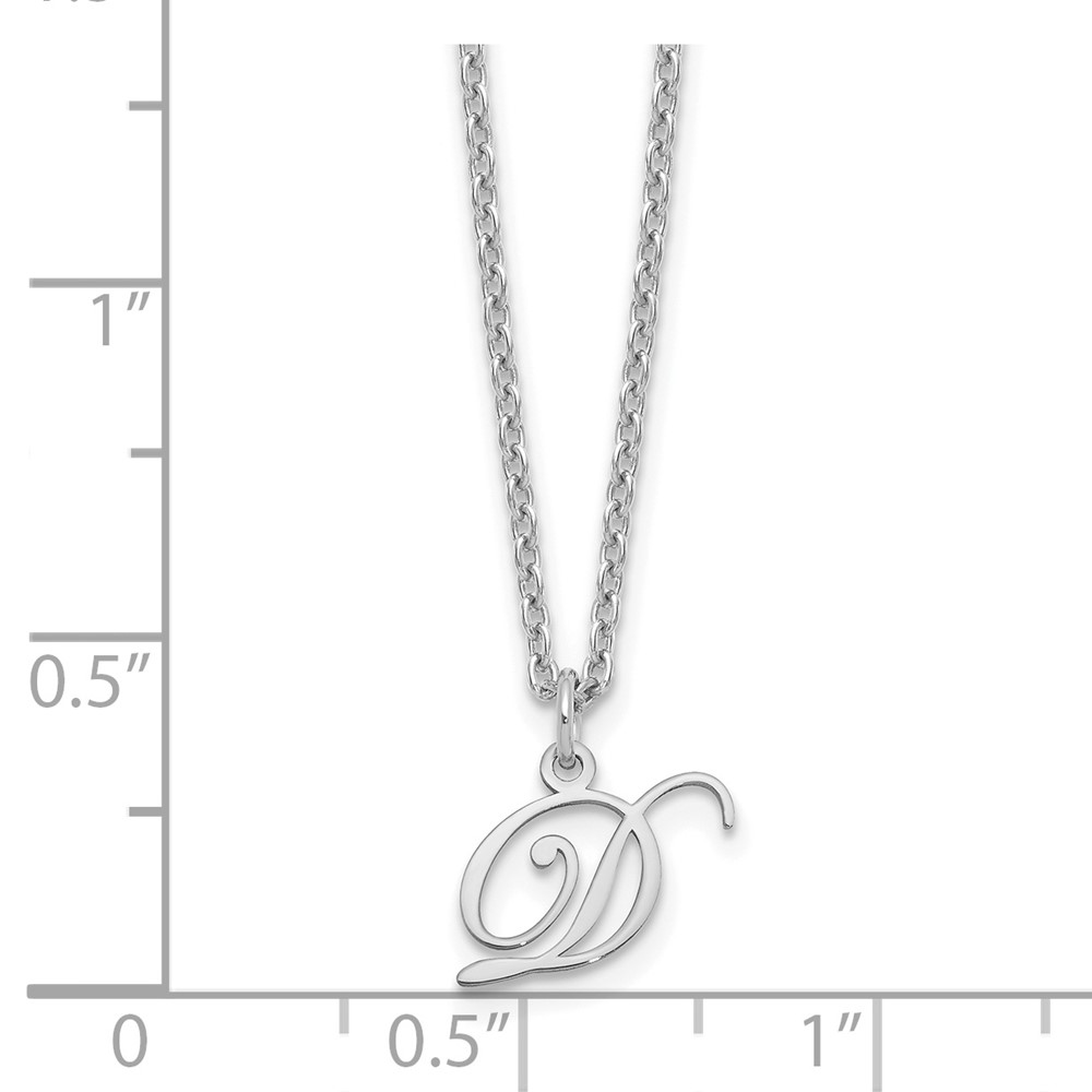Sterling Silver Rhodium-plated Letter D Initial Necklace (XNA756SS/D)