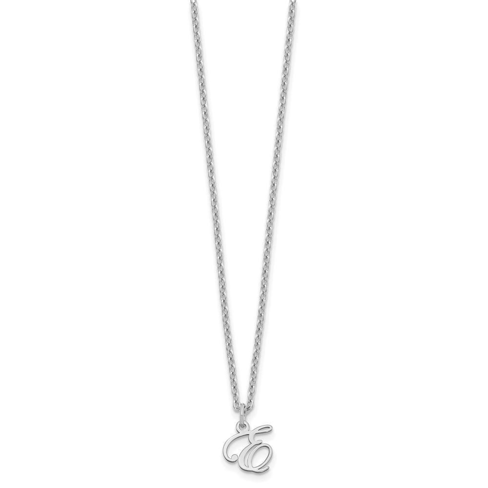 Sterling Silver Rhodium-plated Letter E Initial Necklace (XNA756SS/E)