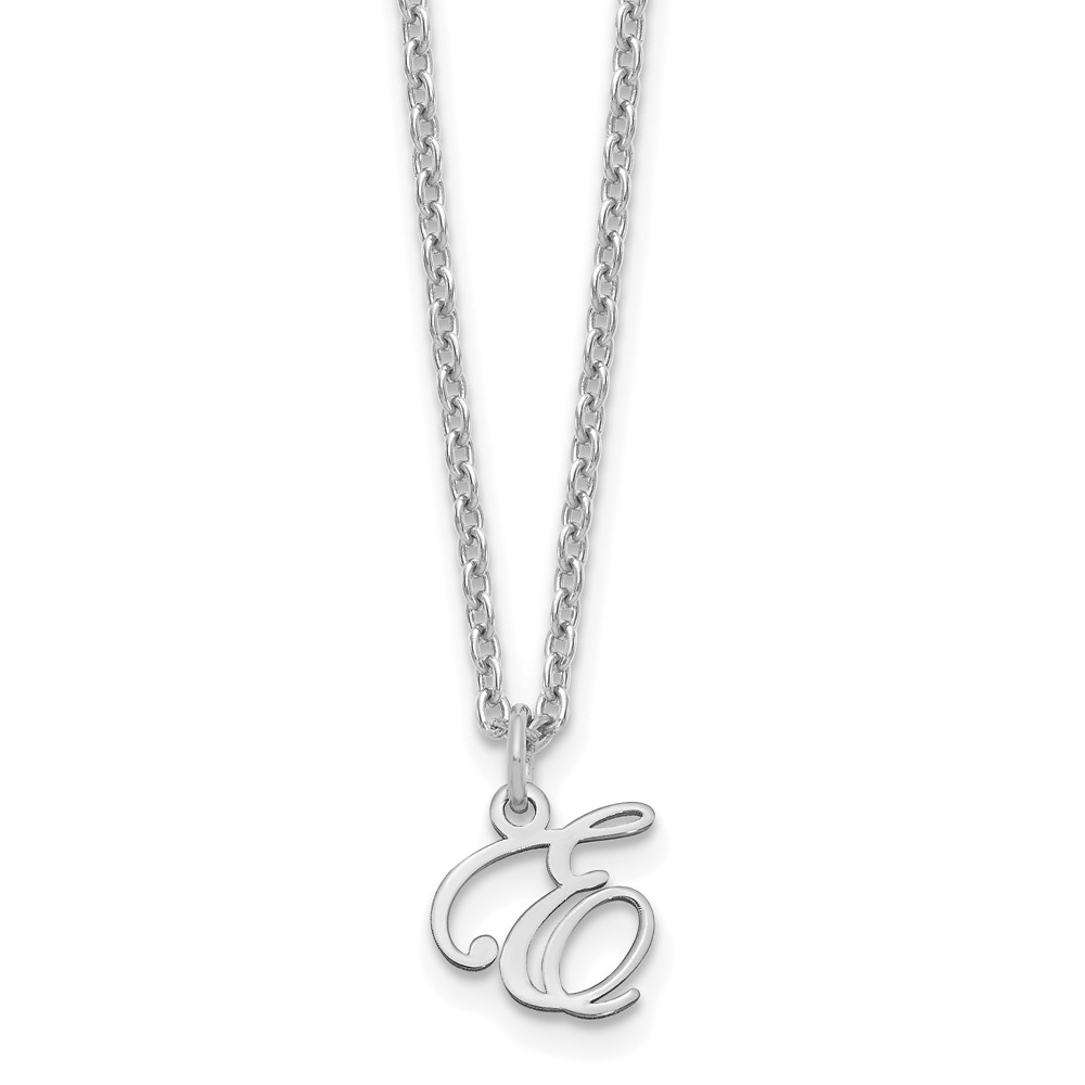 Sterling Silver Rhodium-plated Letter E Initial Necklace