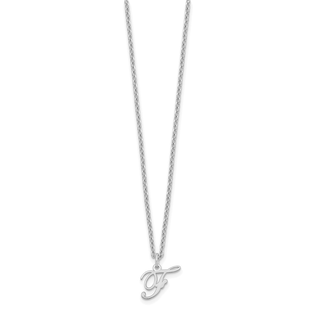 Sterling Silver Rhodium-plated Letter F Initial Necklace (XNA756SS/F)