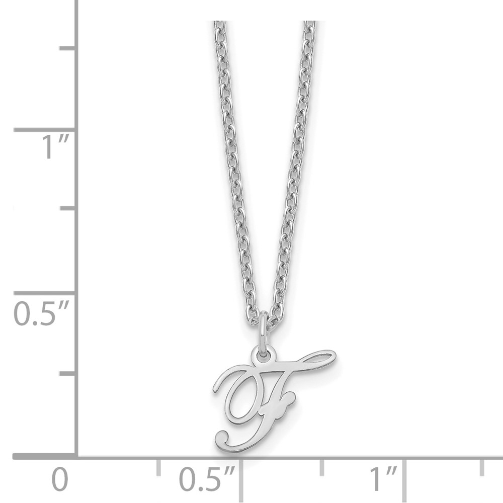 Sterling Silver Rhodium-plated Letter F Initial Necklace (XNA756SS/F)