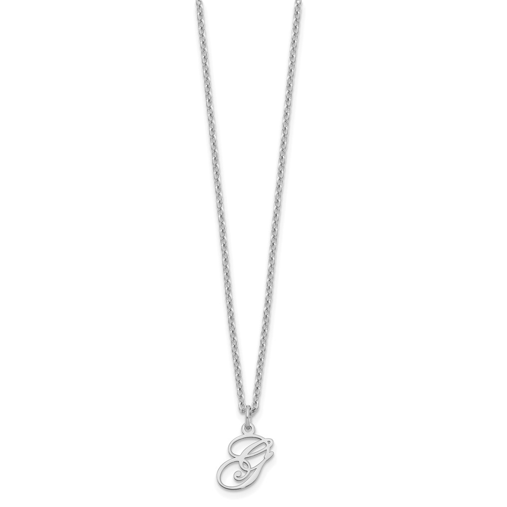 Sterling Silver Rhodium-plated Letter G Initial Necklace (XNA756SS/G)
