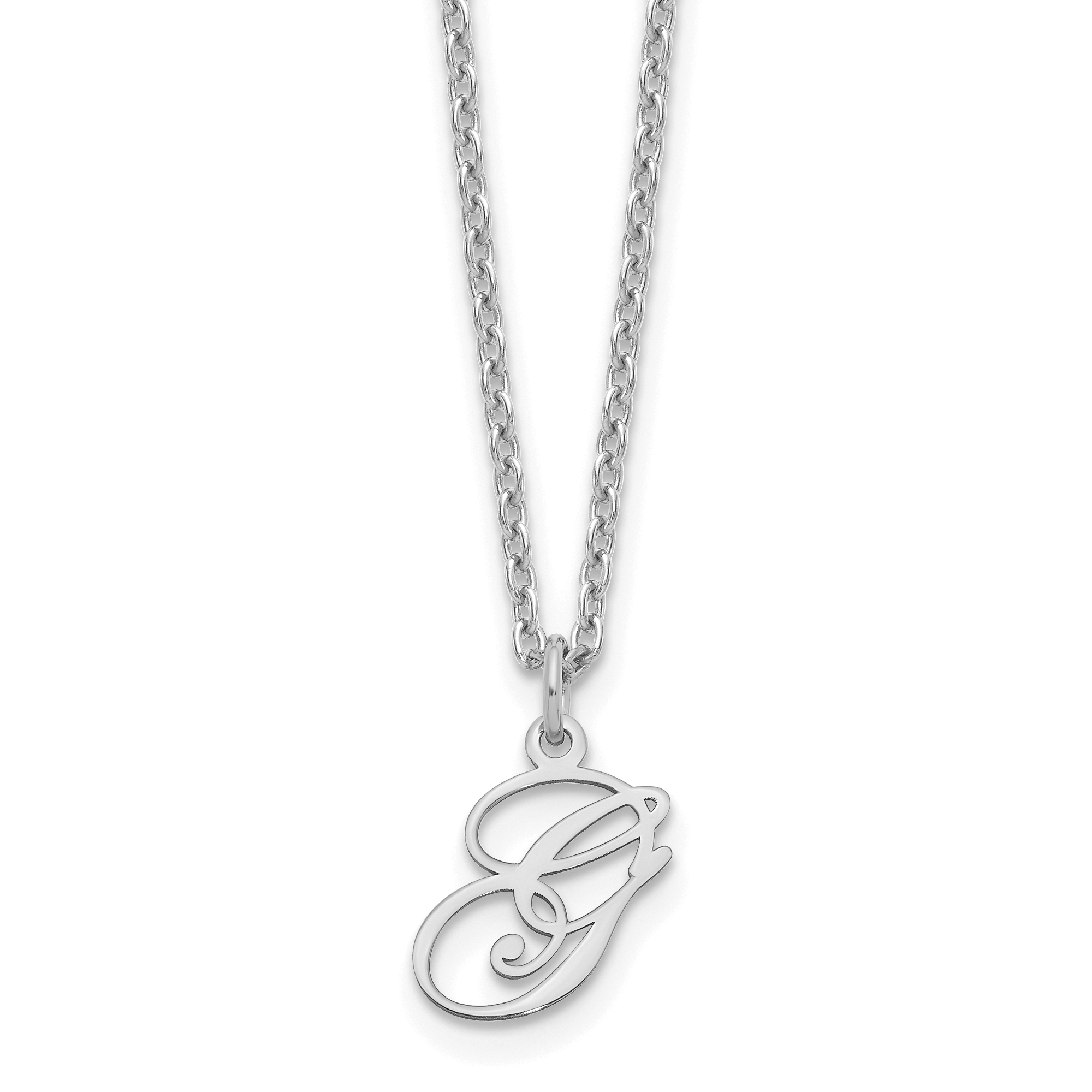 Sterling Silver Rhodium-plated Letter G Initial Necklace (XNA756SS/G)