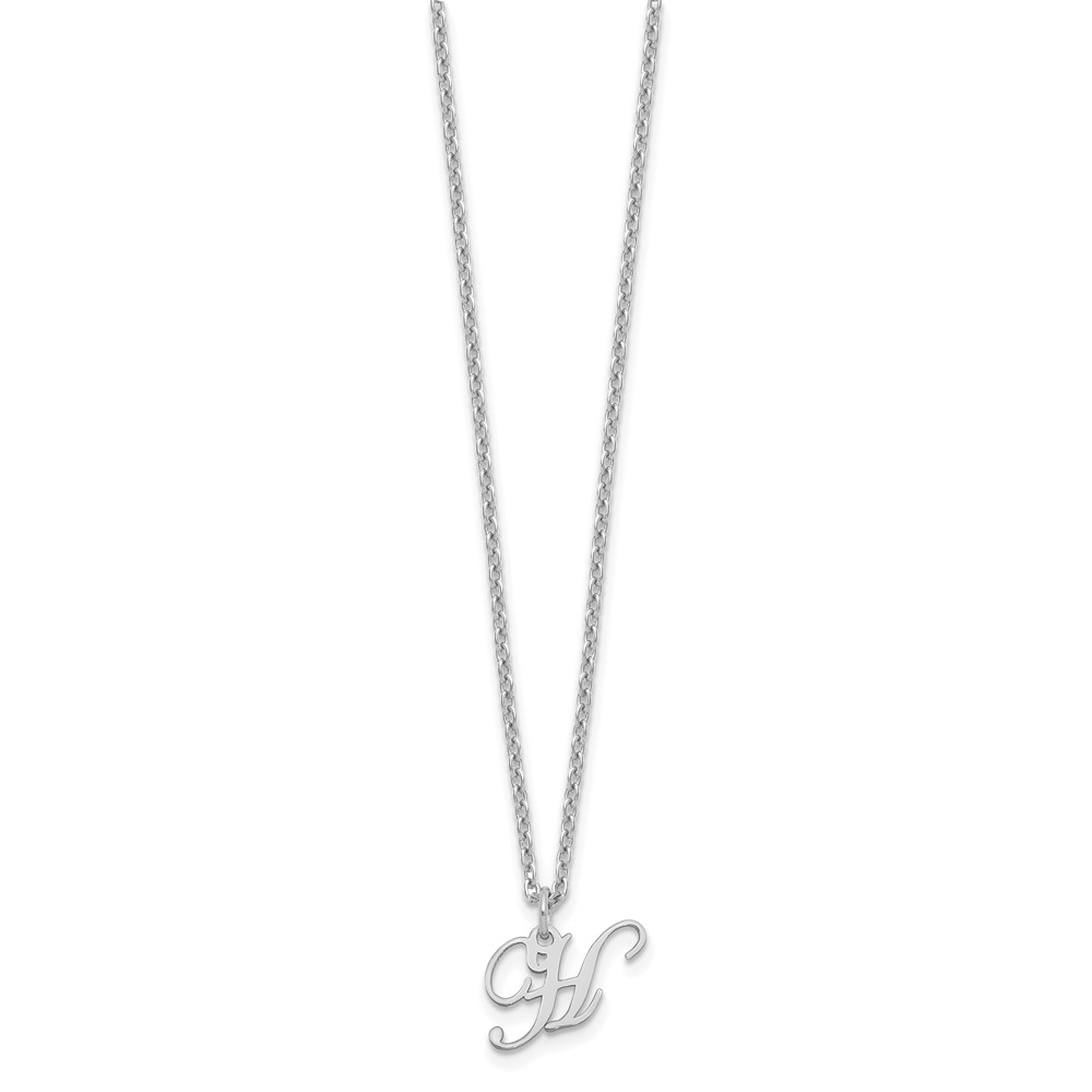 Sterling Silver Rhodium-plated Letter H Initial Necklace (XNA756SS/H)