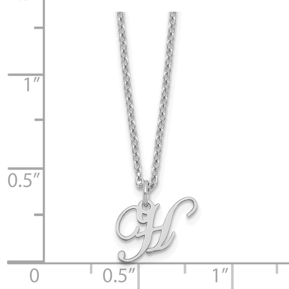 Sterling Silver Rhodium-plated Letter H Initial Necklace (XNA756SS/H)