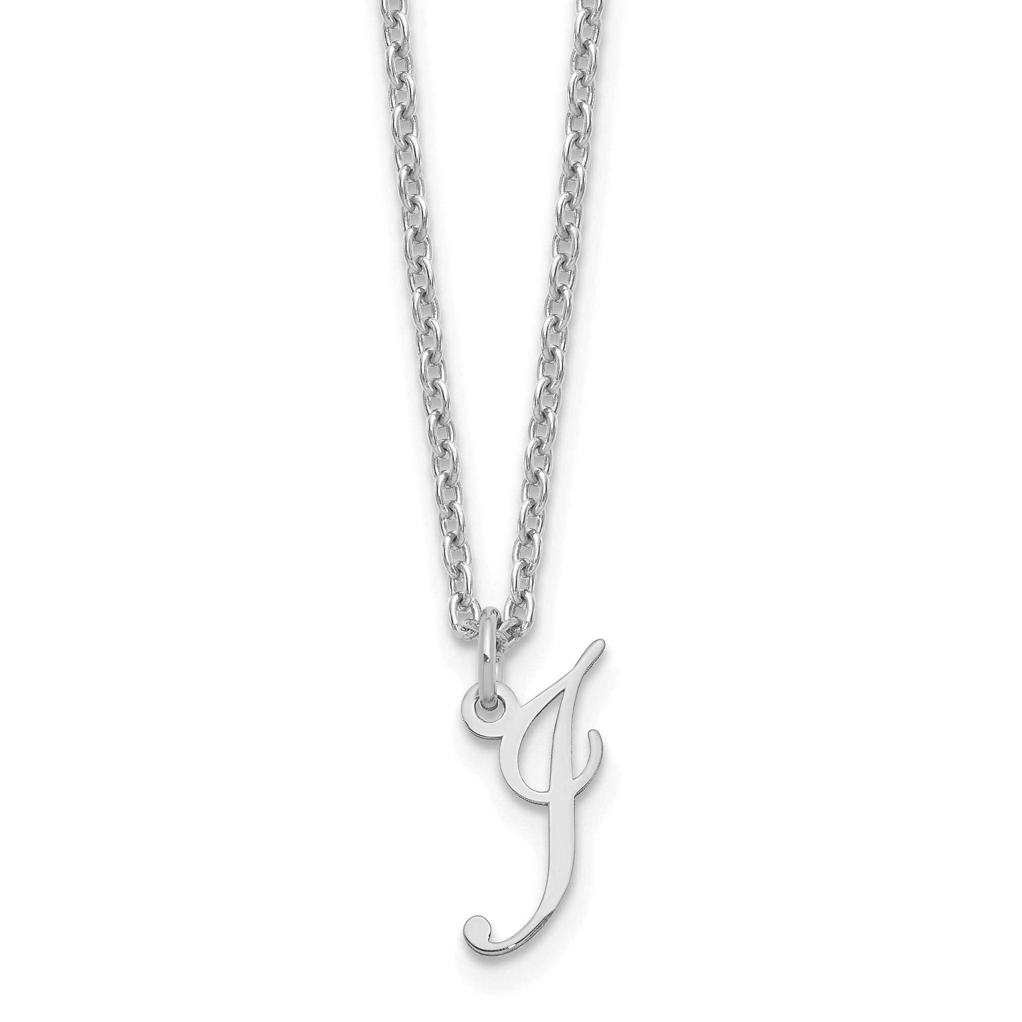 Sterling Silver Rhodium-plated Letter I Initial Necklace (XNA756SS/I)