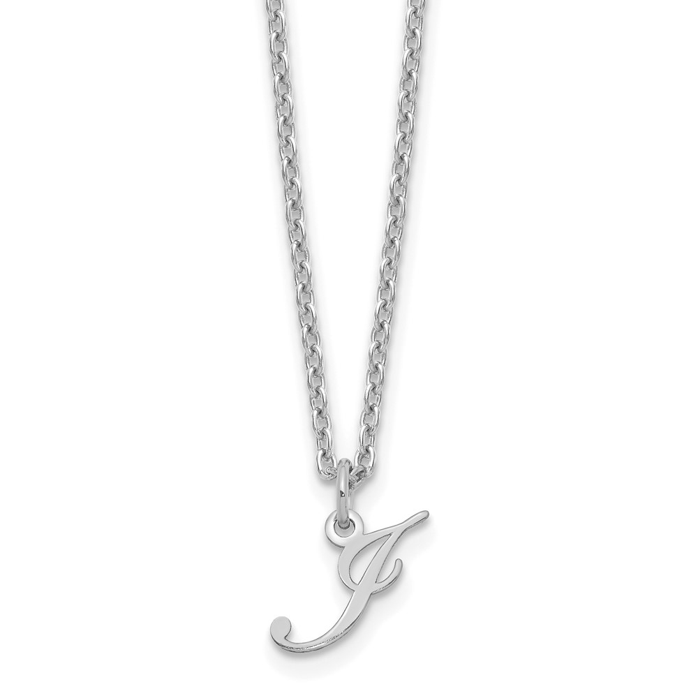 Sterling Silver Rhodium-plated Letter J Initial Necklace