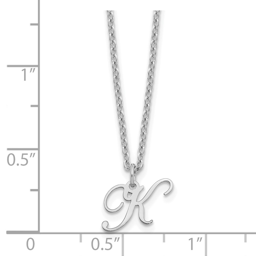 Sterling Silver Rhodium-plated Letter K Initial Necklace (XNA756SS/K)