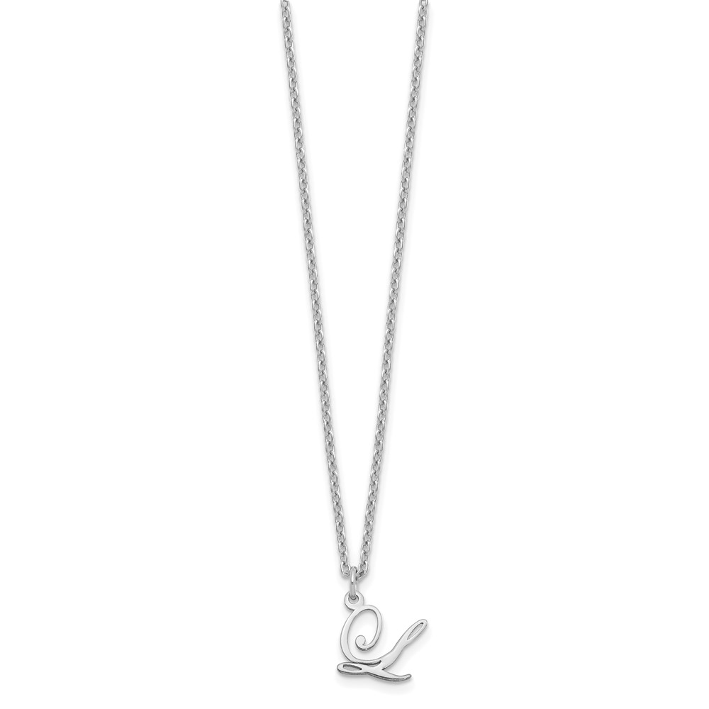 Sterling Silver Rhodium-plated Letter L Initial Necklace (XNA756SS/L)
