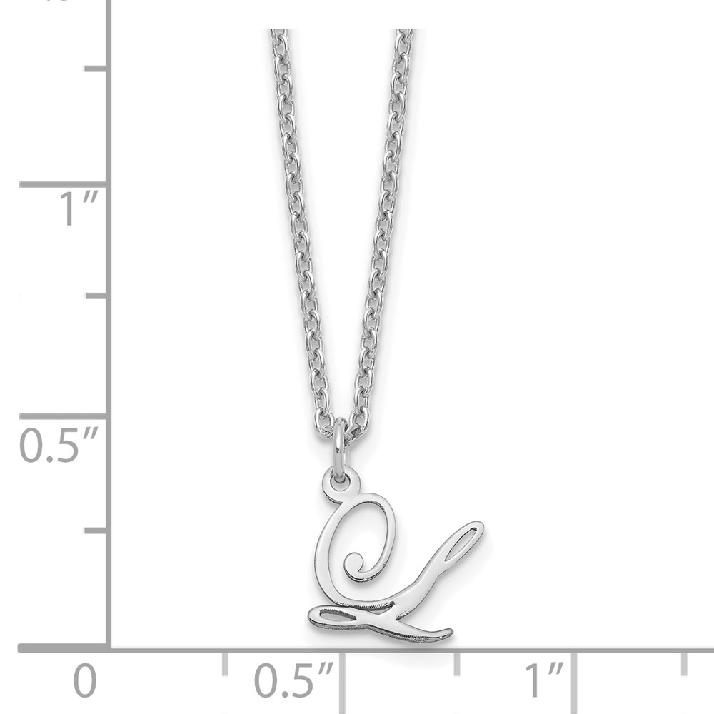 Sterling Silver Rhodium-plated Letter L Initial Necklace (XNA756SS/L)