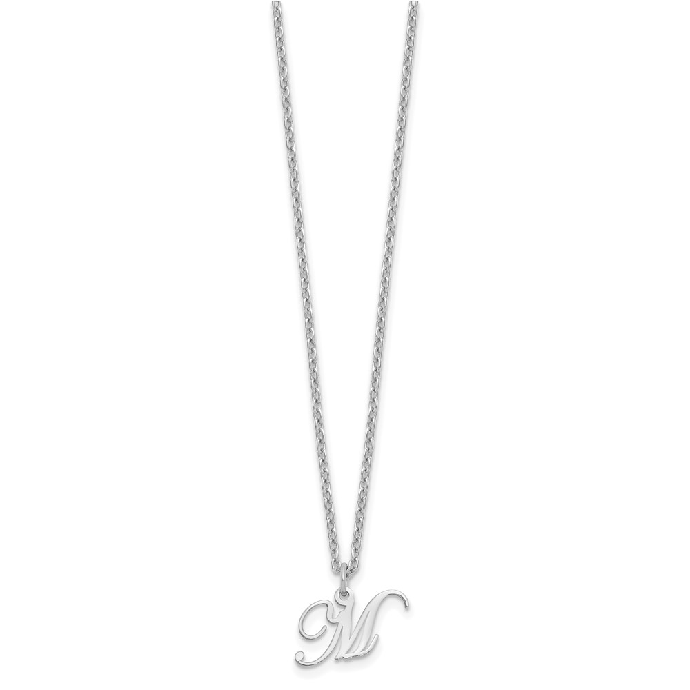 Sterling Silver Rhodium-plated Letter M Initial Necklace (XNA756SS/M)
