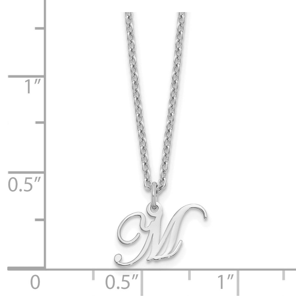 Sterling Silver Rhodium-plated Letter M Initial Necklace (XNA756SS/M)