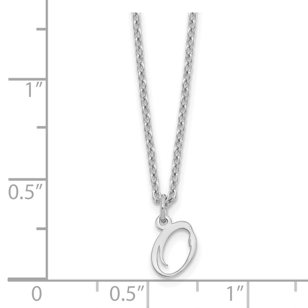 Sterling Silver Rhodium-plated Letter O Initial Necklace (XNA756SS/O)