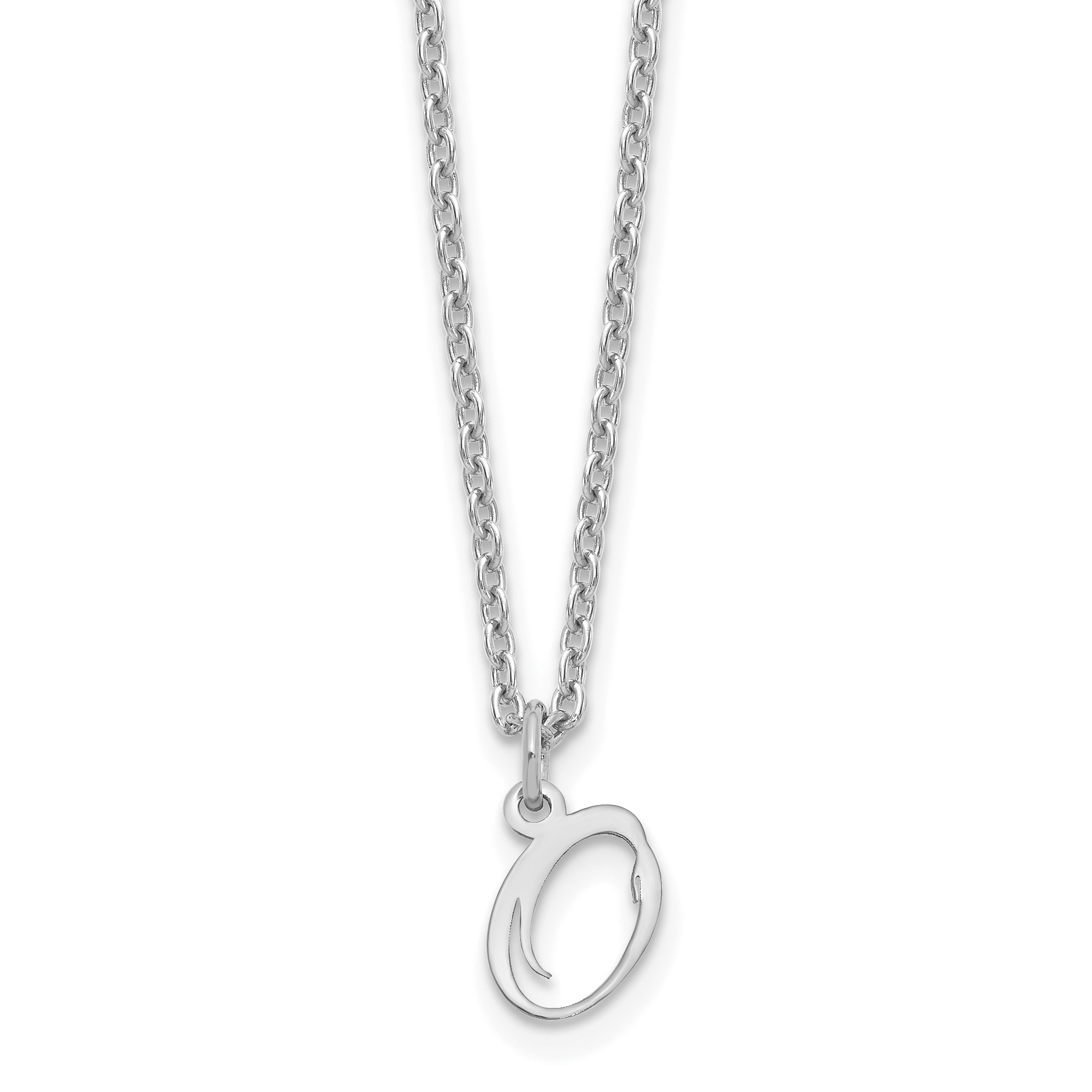 Sterling Silver Rhodium-plated Letter O Initial Necklace (XNA756SS/O)