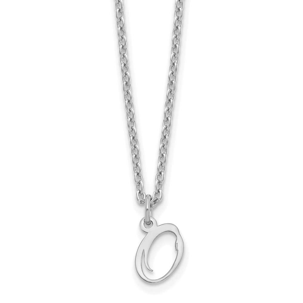 Sterling Silver Rhodium-plated Letter O Initial Necklace