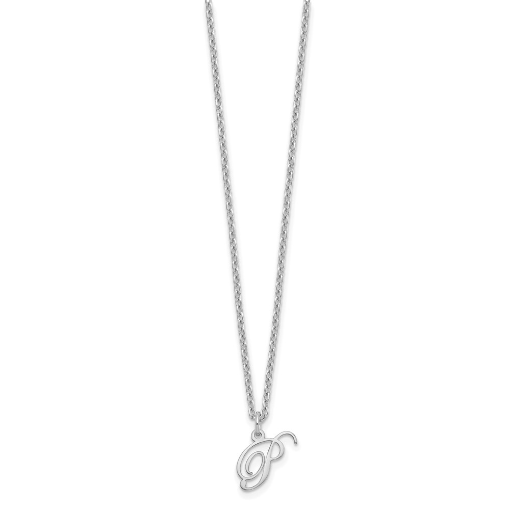 Sterling Silver Rhodium-plated Letter P Initial Necklace (XNA756SS/P)