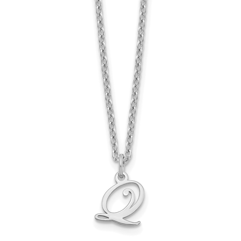 Sterling Silver Rhodium-plated Letter Q Initial Necklace