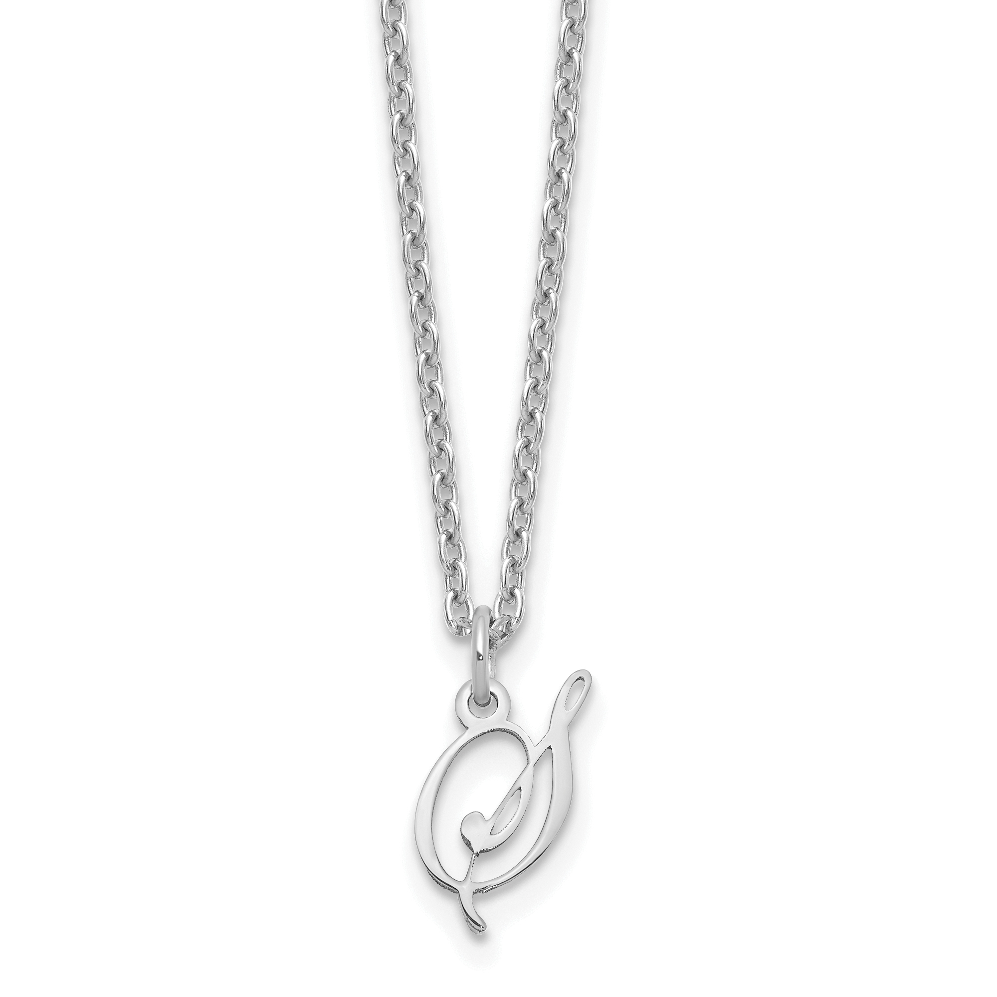 Sterling Silver Rhodium-plated Letter S Initial Necklace (XNA756SS/S)