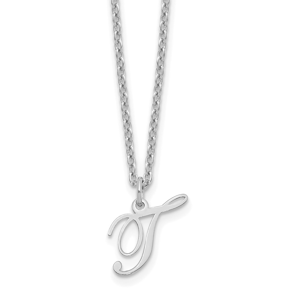 Sterling Silver Rhodium-plated Letter T Initial Necklace